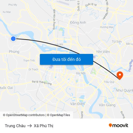 Trung Châu to Xã Phú Thị map