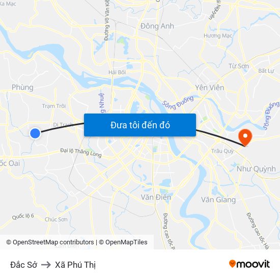 Đắc Sở to Xã Phú Thị map