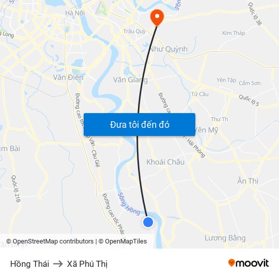 Hồng Thái to Xã Phú Thị map