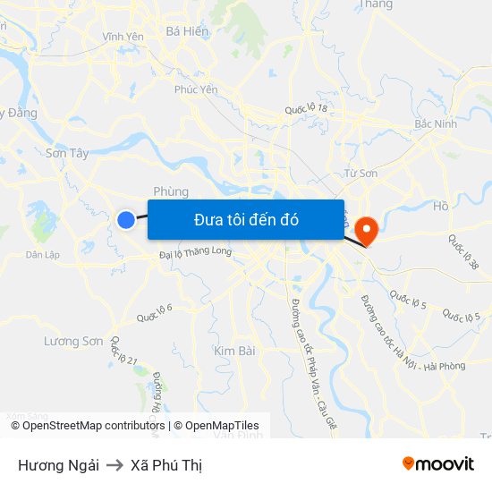 Hương Ngải to Xã Phú Thị map