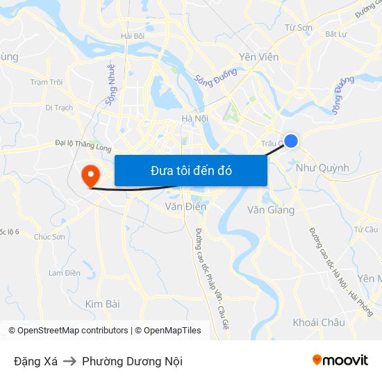 Đặng Xá to Phường Dương Nội map