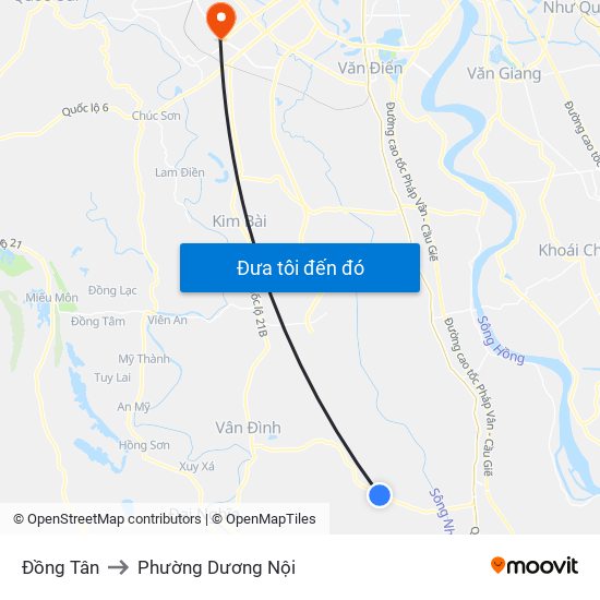 Đồng Tân to Phường Dương Nội map