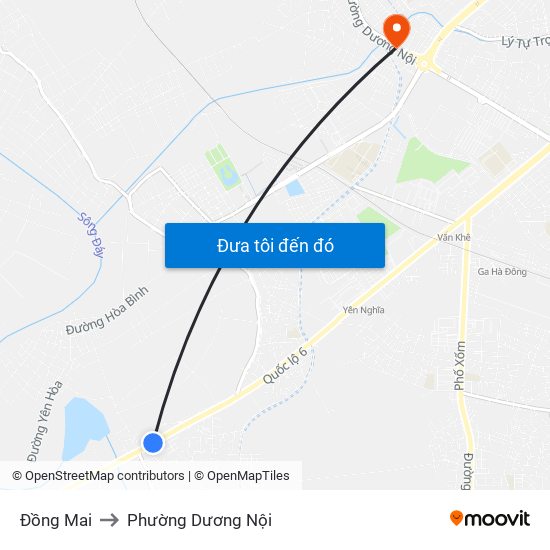 Đồng Mai to Phường Dương Nội map