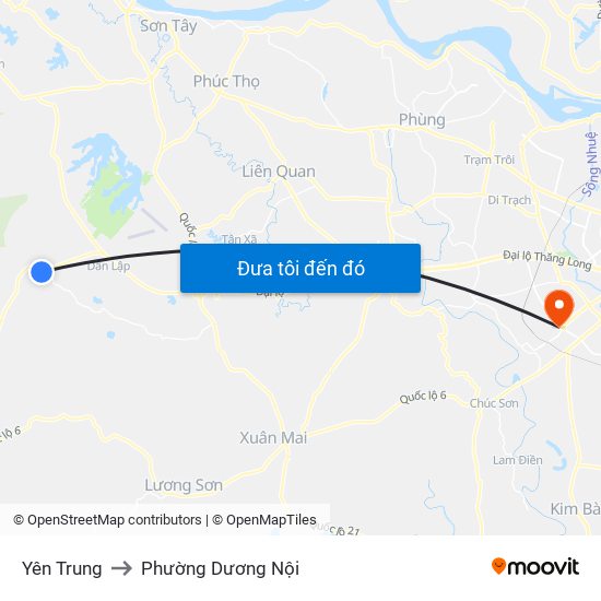 Yên Trung to Phường Dương Nội map