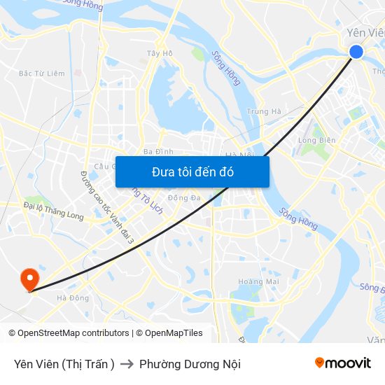 Yên Viên (Thị Trấn ) to Phường Dương Nội map