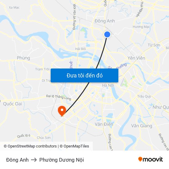 Đông Anh to Phường Dương Nội map