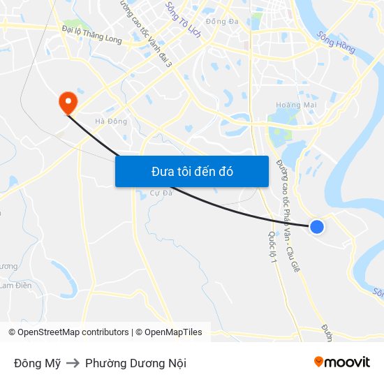 Đông Mỹ to Phường Dương Nội map