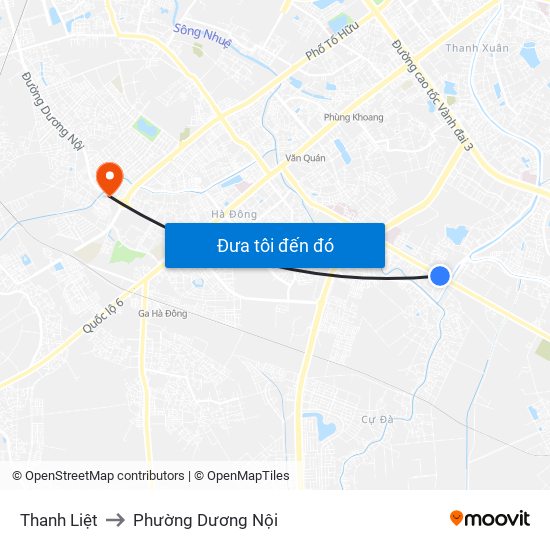 Thanh Liệt to Phường Dương Nội map