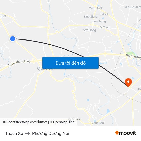 Thạch Xá to Phường Dương Nội map