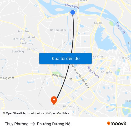 Thụy Phương to Phường Dương Nội map