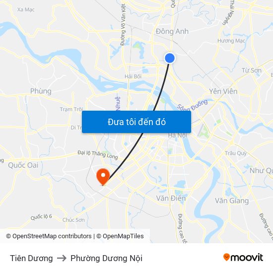Tiên Dương to Phường Dương Nội map