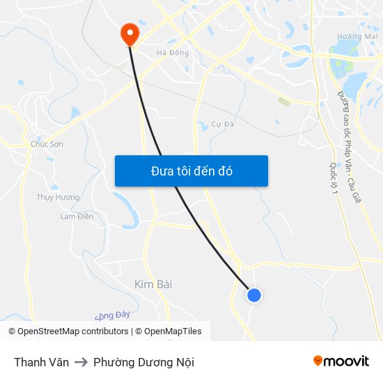 Thanh Văn to Phường Dương Nội map