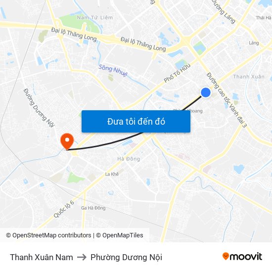 Thanh Xuân Nam to Phường Dương Nội map