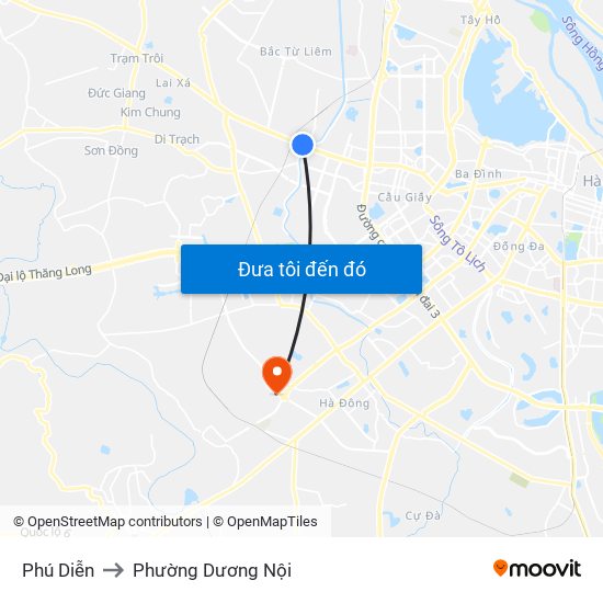 Phú Diễn to Phường Dương Nội map