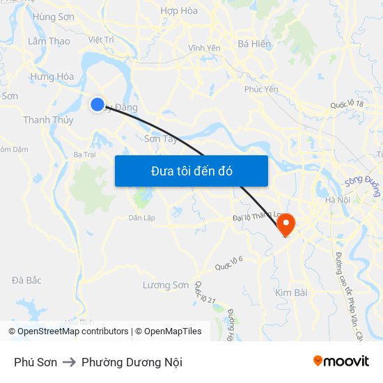 Phú Sơn to Phường Dương Nội map