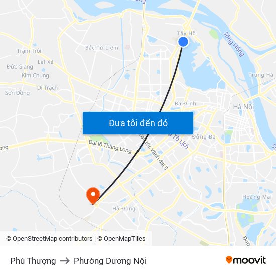 Phú Thượng to Phường Dương Nội map