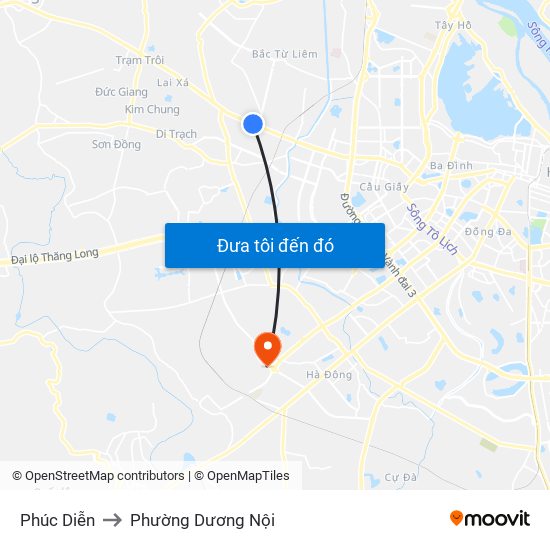 Phúc Diễn to Phường Dương Nội map