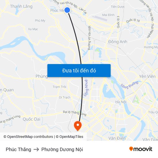 Phúc Thắng to Phường Dương Nội map