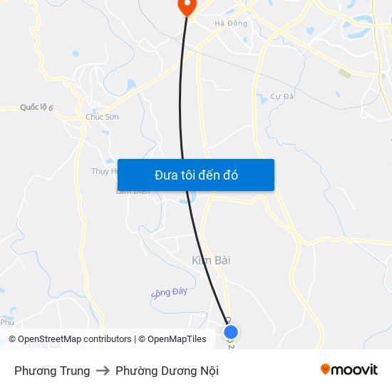 Phương Trung to Phường Dương Nội map