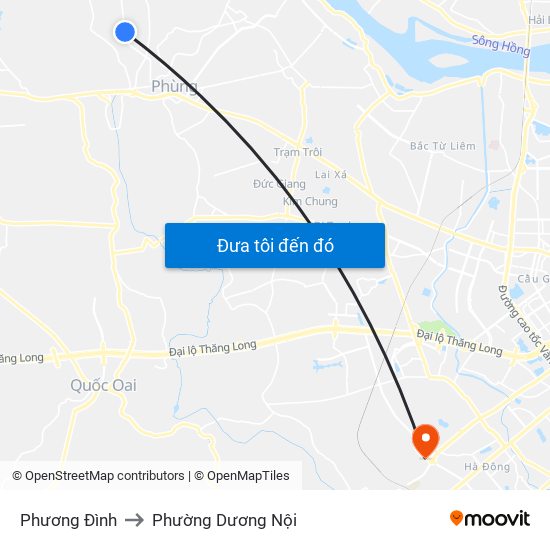 Phương Đình to Phường Dương Nội map