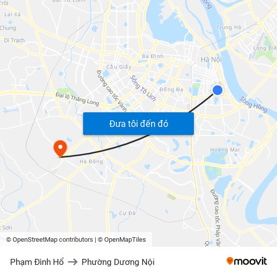 Phạm Đình Hổ to Phường Dương Nội map