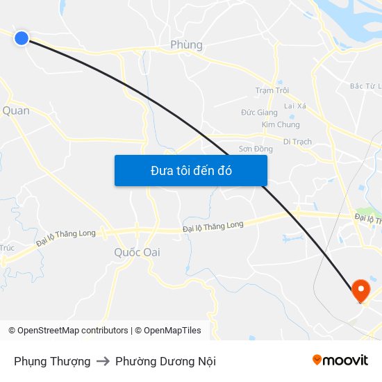 Phụng Thượng to Phường Dương Nội map