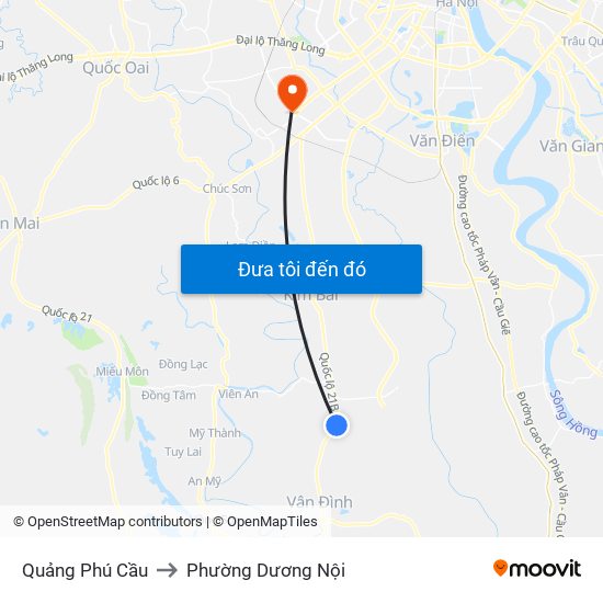 Quảng Phú Cầu to Phường Dương Nội map