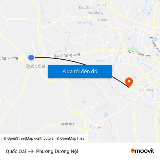 Quốc Oai to Phường Dương Nội map