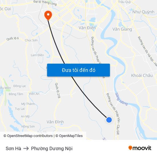 Sơn Hà to Phường Dương Nội map