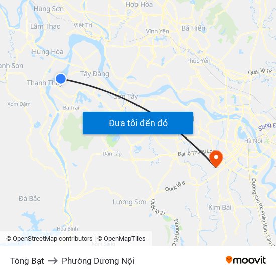 Tòng Bạt to Phường Dương Nội map