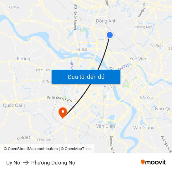 Uy Nỗ to Phường Dương Nội map