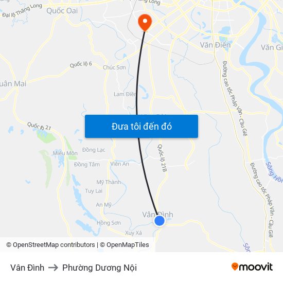 Vân Đình to Phường Dương Nội map