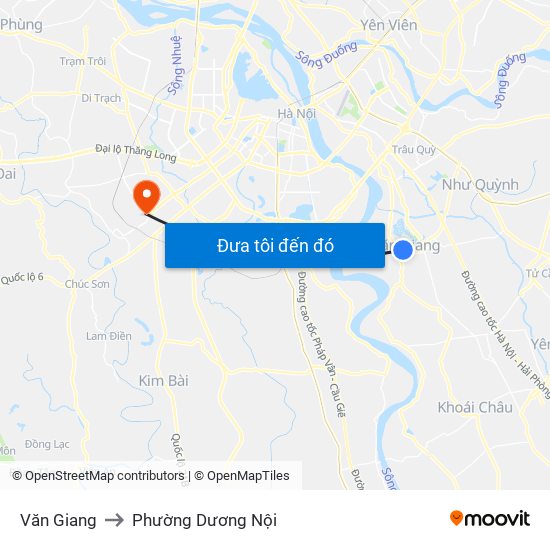 Văn Giang to Phường Dương Nội map