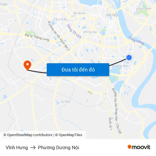 Vĩnh Hưng to Phường Dương Nội map