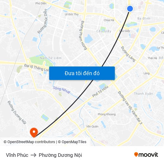 Vĩnh Phúc to Phường Dương Nội map