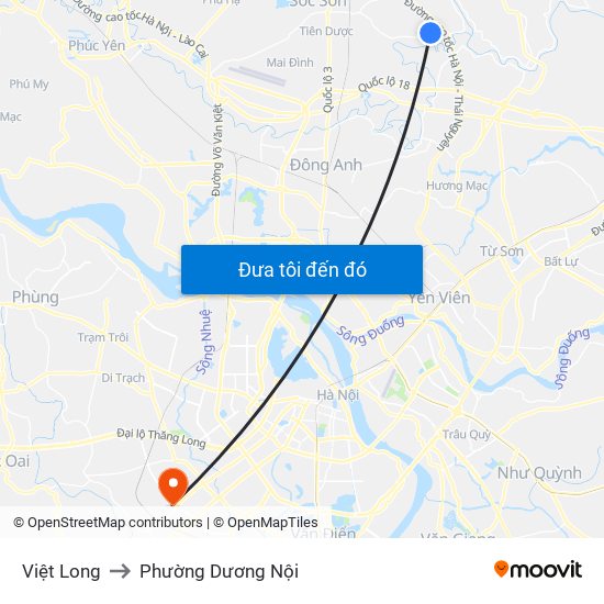Việt Long to Phường Dương Nội map