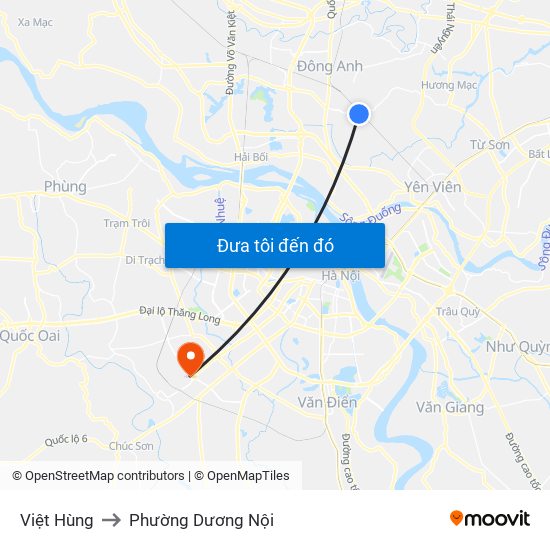 Việt Hùng to Phường Dương Nội map