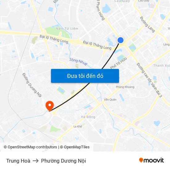 Trung Hoà to Phường Dương Nội map