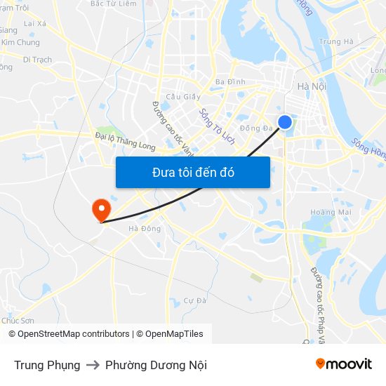 Trung Phụng to Phường Dương Nội map