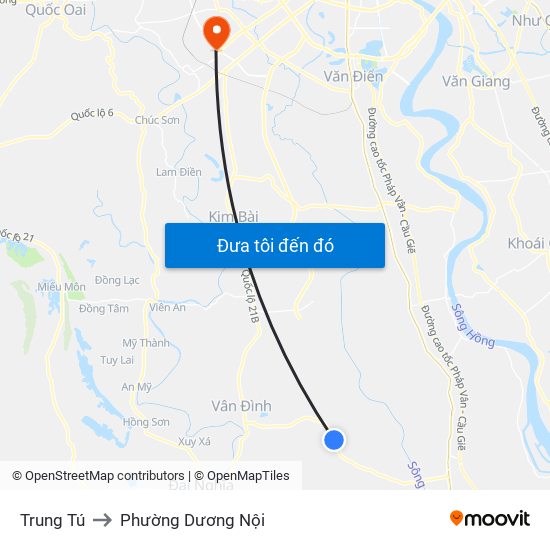 Trung Tú to Phường Dương Nội map