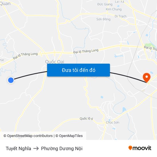 Tuyết Nghĩa to Phường Dương Nội map