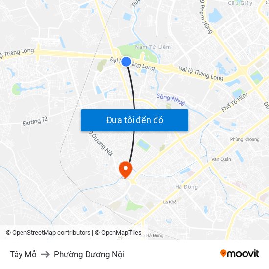 Tây Mỗ to Phường Dương Nội map