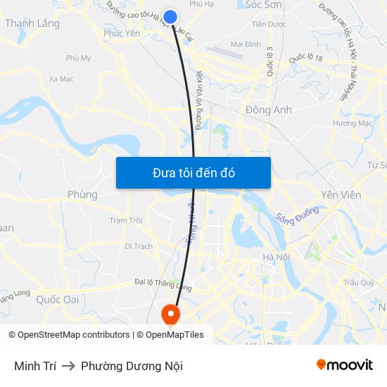 Minh Trí to Phường Dương Nội map