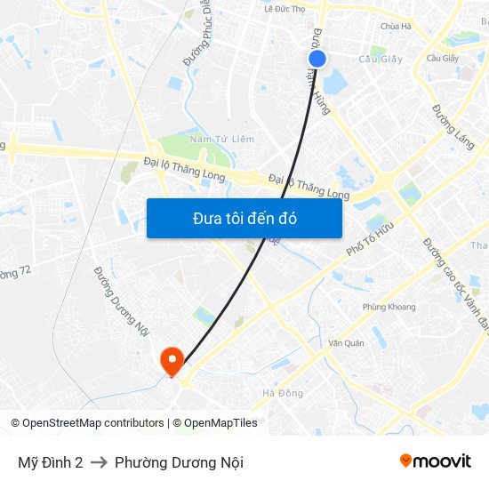 Mỹ Đình 2 to Phường Dương Nội map