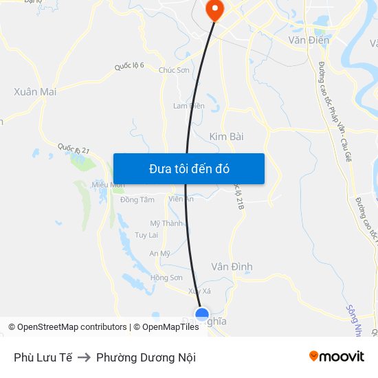 Phù Lưu Tế to Phường Dương Nội map
