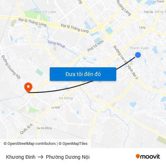 Khương Đình to Phường Dương Nội map