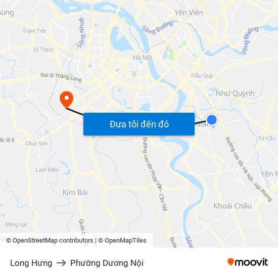 Long Hưng to Phường Dương Nội map