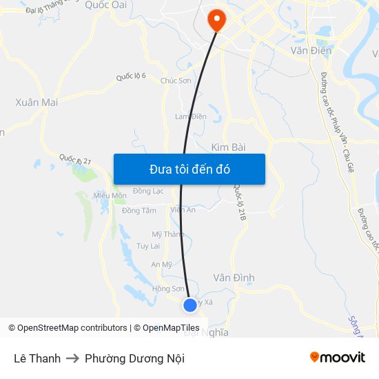 Lê Thanh to Phường Dương Nội map