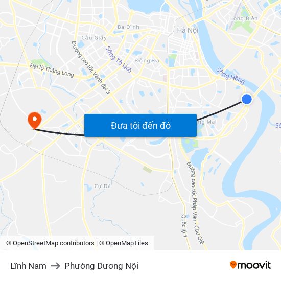Lĩnh Nam to Phường Dương Nội map