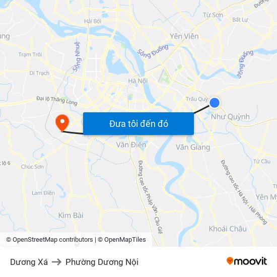 Dương Xá to Phường Dương Nội map